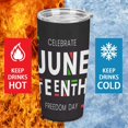 thumbnail image 3 of Junet-eenth Since 1865 Celebrate Freedom Vaso de acero inoxidable africano con tapa Taza de viaje de 20 oz Taza térmica portátil, 3 of 7
