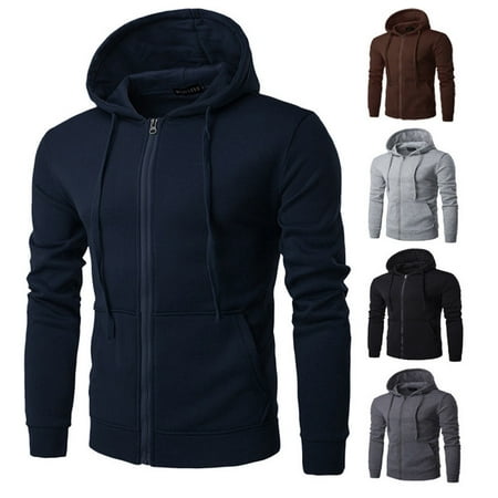 - Mens Mens Fleece Hoodie With Thermal Lined Hood Jacket Sweatshirt Zip Outerwear Warm L-XXXL