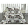thumbnail image 2 of Ambesonne Floral Quilted Bedspread Set 3 Pcs, Retro Gerbera Petals Leaves, King, Taupe Lilac Ivory, 2 of 4