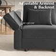 thumbnail image 4 of Neche Sectional Couches with Storage Seats, 92" L Shaped Convertible Modular Sectional Sofa, 5 Seat & 1 Ottoman Velvet Storage Chaises Deep Seat Couch for Living Room, Bedroom, Apartment, Gray, 4 of 7
