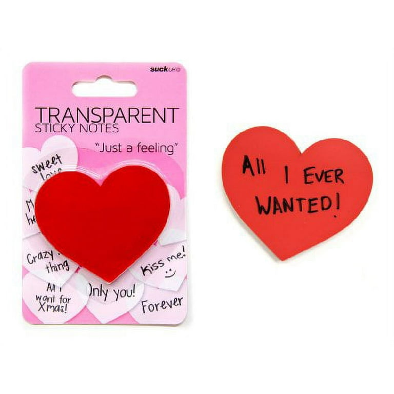 Suck UK Transparent Sticky Notes Heart Shaped Post It Notes Aesthetic  School Supplies & College Essentials Translucent Sticky Notes For Note  Taking Clear Post It Notes Or Page Markers 