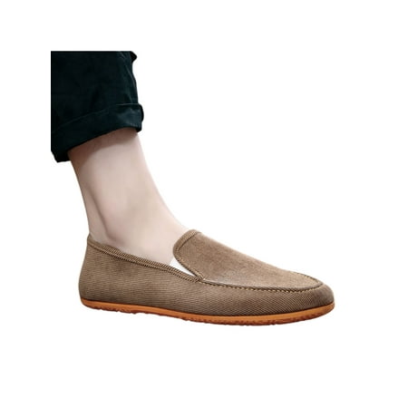 

Lumento Men Flats Comfort Loafers Slip On Casual Shoe Corduroy Walking Shoes Daily Solid Color Non-slip Loafer Camel 9.5