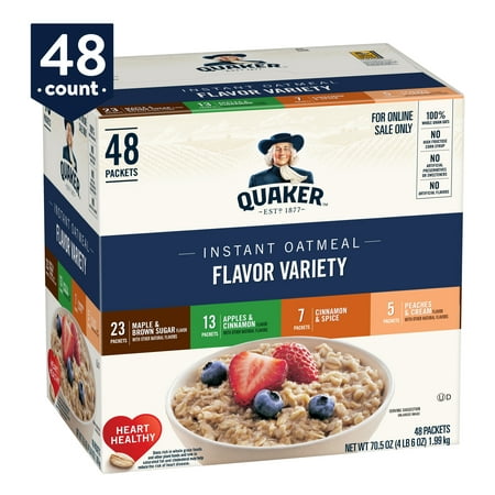 Quaker Instant Oatmeal 4 Flavor Variety Pack, 48 (Best Way To Make Instant Oatmeal)