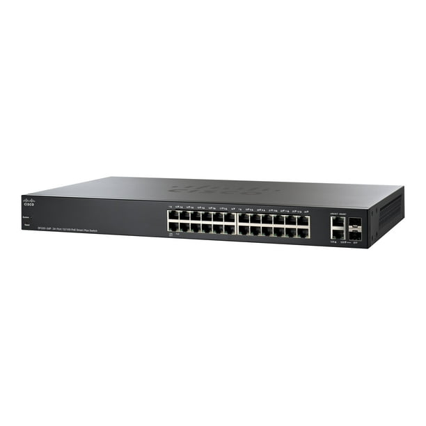 Cisco 220 Series SF220-24P - Commutateur - Géré - 4 x 10/100 (poe+) + 20 x 10/100 (poe) + 2 x combo gigabit sfp - bureau, rackable - poe+ (180 W)