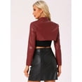 thumbnail image 4 of DARING DIVA Women's Faux Leather Cropped Zipper Front Moto Jackets XL Dark Red, 4 of 6