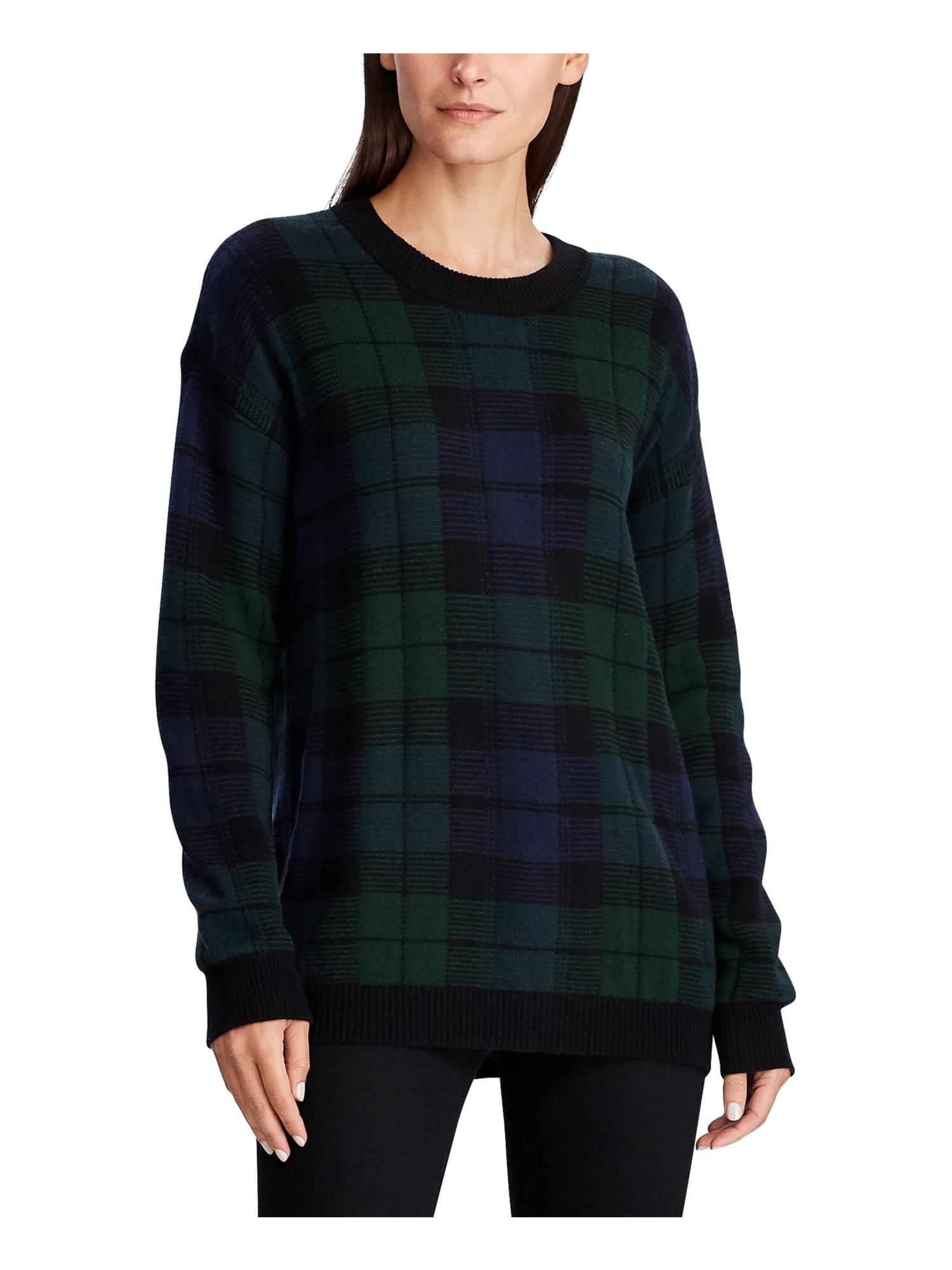green plaid sweater