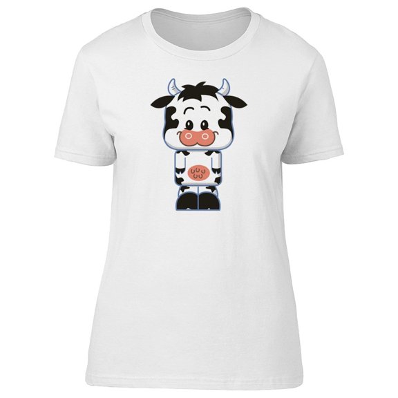 Cute Happy Cow Doodle Cartoon Tee Women's -Image by Shutterstock