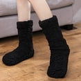 thumbnail image 4 of Furry Leg Warmers over Knee High Fuzzy Socks Plush Slipper Stockings High Long Furry Leg Winter Home Sleeping Socks for Women Men,Style 1, 4 of 5