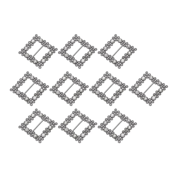 Uxcell Rhinestone Ribbon Buckle Sliders, 10Pcs Black Crystal Belt Buckles for Craft Wedding Clothing Decoration