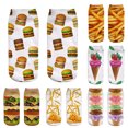 thumbnail image 2 of Xfvqtps Mens and Womens Funny Socks 3D Pattern 3D Hamburger Food Print Low Cut Ankle Novelty Funny Personality a Gag Gift Cotton Socks Multicolor-19, 2 of 4
