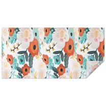 Pioneer Flower Floral Print Pattern Rectangle Tablecloth 60x120in,Waterproof Polyester Rectangle Table Cloth, Wipeable Spillproof Polyester Tablecloth for Dining, Camping, Indoor and Outdoor
