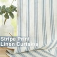 thumbnail image 4 of Curtainking Blue Striped Curtains Linen Farmhouse Living Room Curtains Ticking Stripe Curtains Rustic Pinstripe Curtains Grommet 2 Panels 50" x 84", 4 of 9