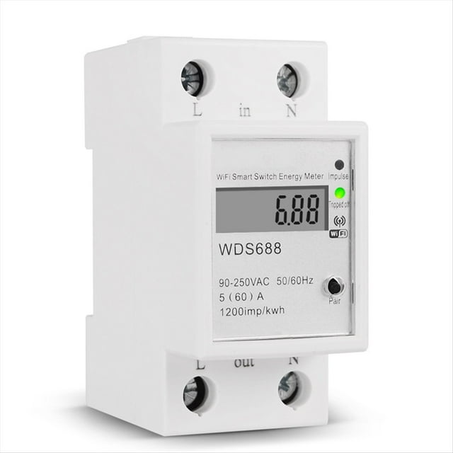 Medidor de Consumo EléCtrico Digital en KWh con Riel DIN y WiFi. Control Remoto con Interruptor.