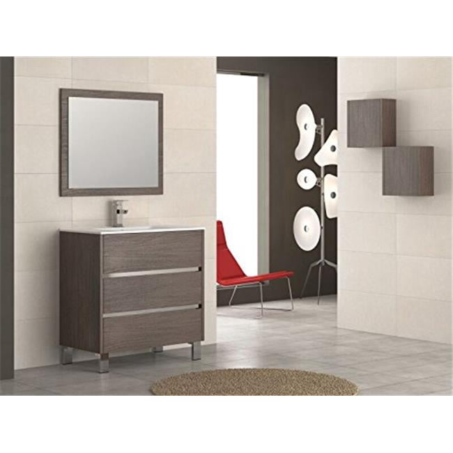 Escorpio 32 Inch Medium Oak Modern Bathroom Vanity Wall Mount with ...