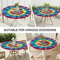 thumbnail image 7 of Colorful Rainbow Tie Dye Spiral Pattern Round Fitted Tablecloth with Elastic Edge,Dining Table Cover Waterproof,Outdoor Round Tablecloth for Camping,Dining,Indoor and Outdoor, 7 of 7