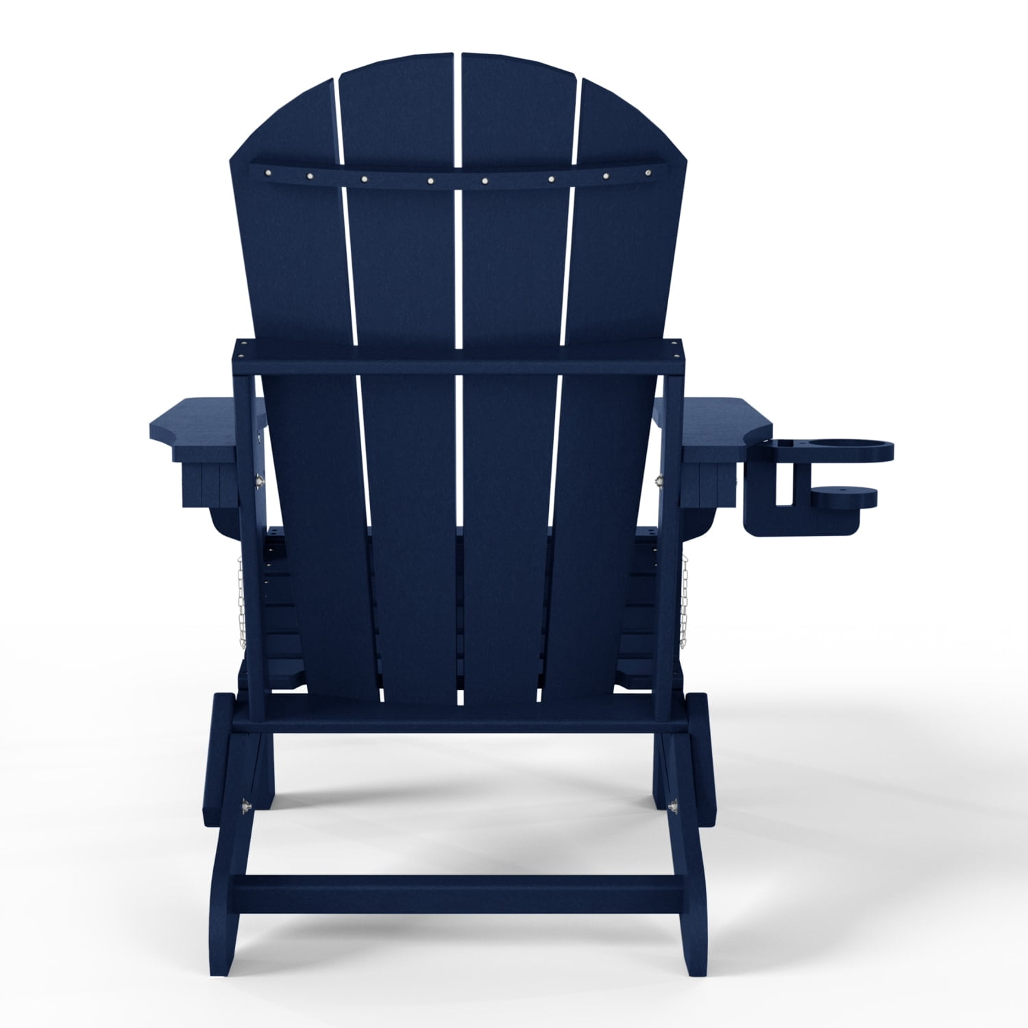 WestinTrends Malibu Folding Adjustable Adirondack Chair with Retractable Ottoman and Cup Holder, Navy Blue