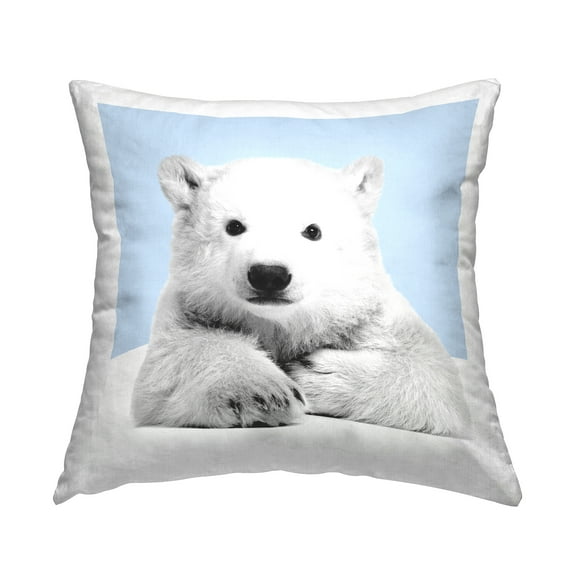 Stupell Industries Pastel Blue Polar Bear Square Decorative Printed Throw Pillow Design By Emma P, 18 x 18