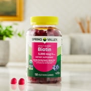 Spring Valley Organic Biotin Vegetarian Gummies, Blueberry Flavor, 5000 mcg, 150 Count