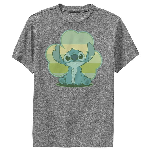 Boy's Lilo & Stitch Retro Shamrock Pride Performance Graphic Tee Charcoal Heather Medium