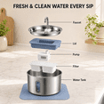 thumbnail image 6 of MEHOOM 304 Stainless Steel Cat Water Fountain, 108oz/3.2L  Ultra Quiet & Auto Pet Water Fountain, Water Dispenser with Filters for Multiple Cats Dog Indoor, 6 of 11