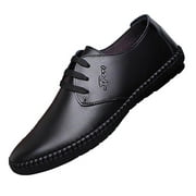 XZNGL Mens Shoes Mens Casual Shoes Casual Peas Shoes Leather Shoes Black Fashion Soft Sole Comfortable Mens Casual Shoes