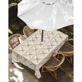 thumbnail image 3 of Outdoor Tablecloth with Umbrella Hole, Beige Geometric Spillproof Waterproof Outdoor Table Cover, Simplistic Chic Rustic Hexagon Pattern Patio Tablecloths for Party Picnic Camping, Rectangle 60"x120", 3 of 9