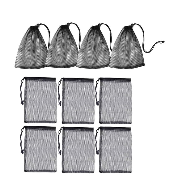 Naisfei 10 Pieces Mesh Drawstring Bag, Mesh Bags Multi-Purpose Net Bag with Cord Lock Closure for Home Kitchen Laundry Travel Camping Outdoor (24 × 32 cm, Black)