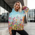 thumbnail image 5 of SCRAWLGOD Flower Print Womens Pullover Hoodie Sweatshirts for Women Trendy Graphic Long Sleeve Women's Plus Size M Sweatshirt Casual Active Wear for Women Fashion Party, 5 of 7