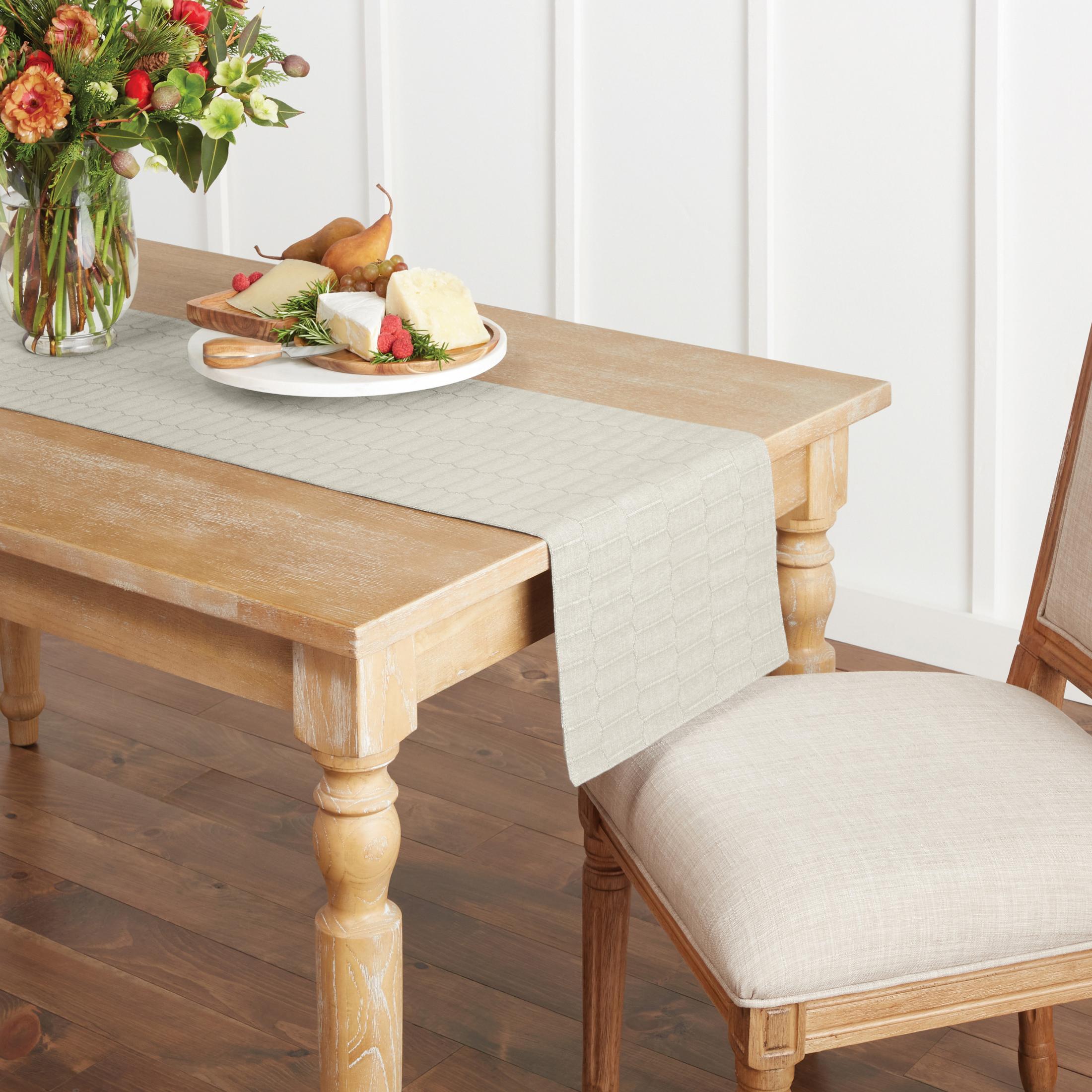 Martha Stewart Honeycomb Reversible Elegant Table Runner, Natural, 15" W x 72" L