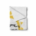 thumbnail image 2 of Saying Soft Flannel Fleece Blanket, Welcome Sunshine on Sun Simplistic Typographic Composition Modern Art, Cozy Plush for Indoor and Outdoor Use, 60" x 80", Yellow and Charcoal Grey, by Ambesonne, 2 of 6