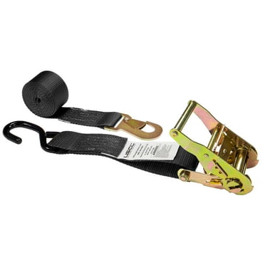 2" x 8' Black Ratchet Strap w/ Vinyl Coated S-Hook & Flat Snap Hook