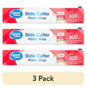 (3 pack) Great Value Slide Cutter Plastic Wrap, 400 sq ft