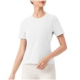 thumbnail image 3 of Inverlee T Shirts Women Crewneck Summer Short Sleeve Tops Cute Solid Color Shirts Breathable Elegant Tunic Blouse Tee Summer Fashion, 3 of 8