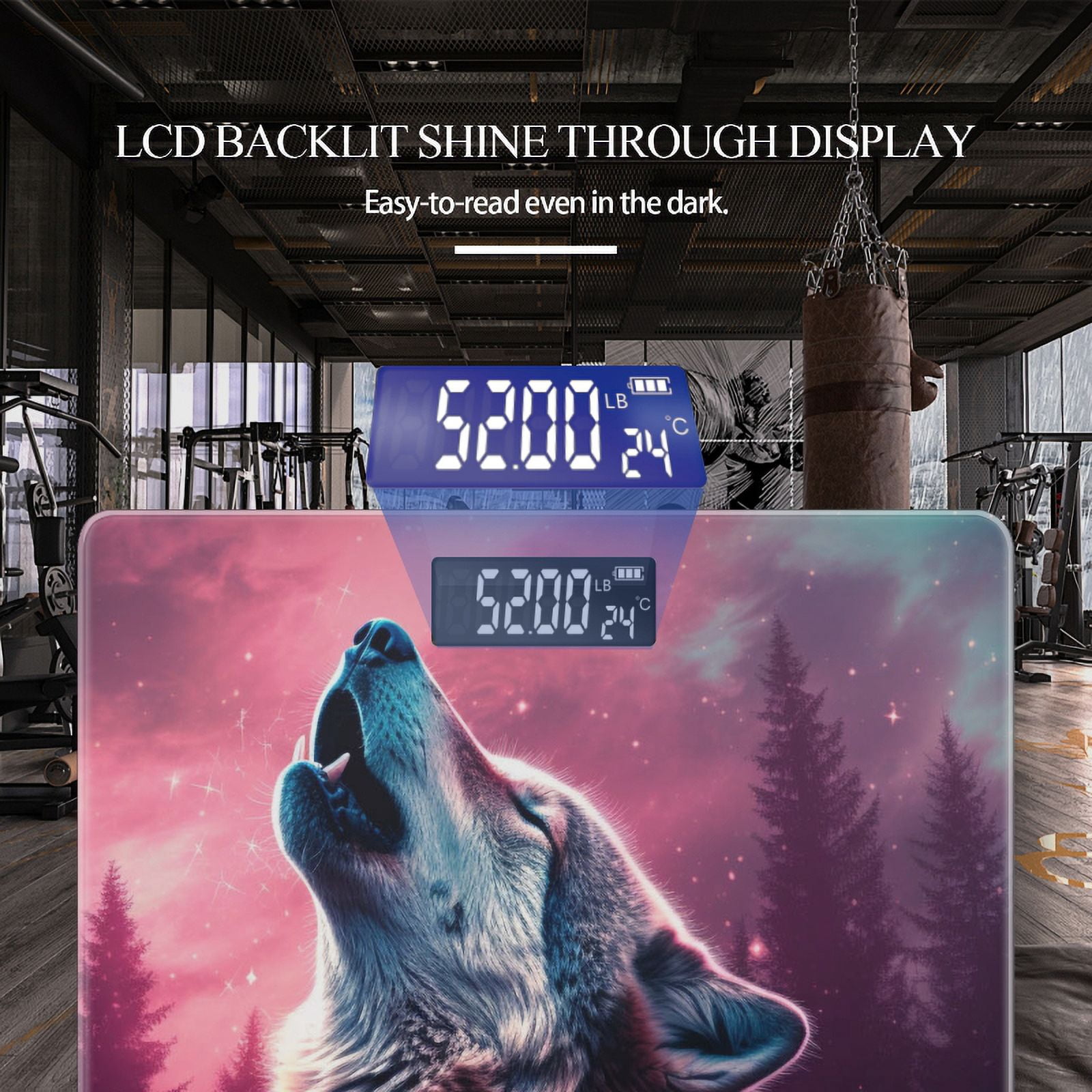 Bathroom Scale, Highly Accurate Digital Body Scale,Precisely Measures Weight up to 400 lbs-Colorful Wolf Howling In The Night Sky