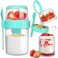 thumbnail image 4 of Taza de cereales para llevar, taza de yogur con cuchara para llevar, taza de yogur para llevar a prueba de fugas de 310ML + 560ML, fiambrera apta para lavavajillas, taza de cereales para, 4 of 5