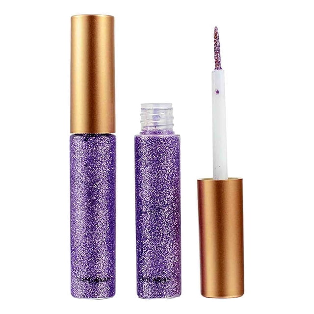 Fiudx Delineador de Ojos con Purpurina, Delineador Líquido Profesional con Pincel Fino, Maquillaje de Ojos Resistente Al Agua y de Larga Duración, Colores Brillantes y Fascinantes, Looks Glamurosos p