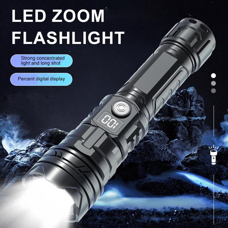 600 lumen rechargeable flashlight EverBrite Tactical Lumens Zoomable 4 Light Modes or home LUXPRO Pro Series 600 Lumens