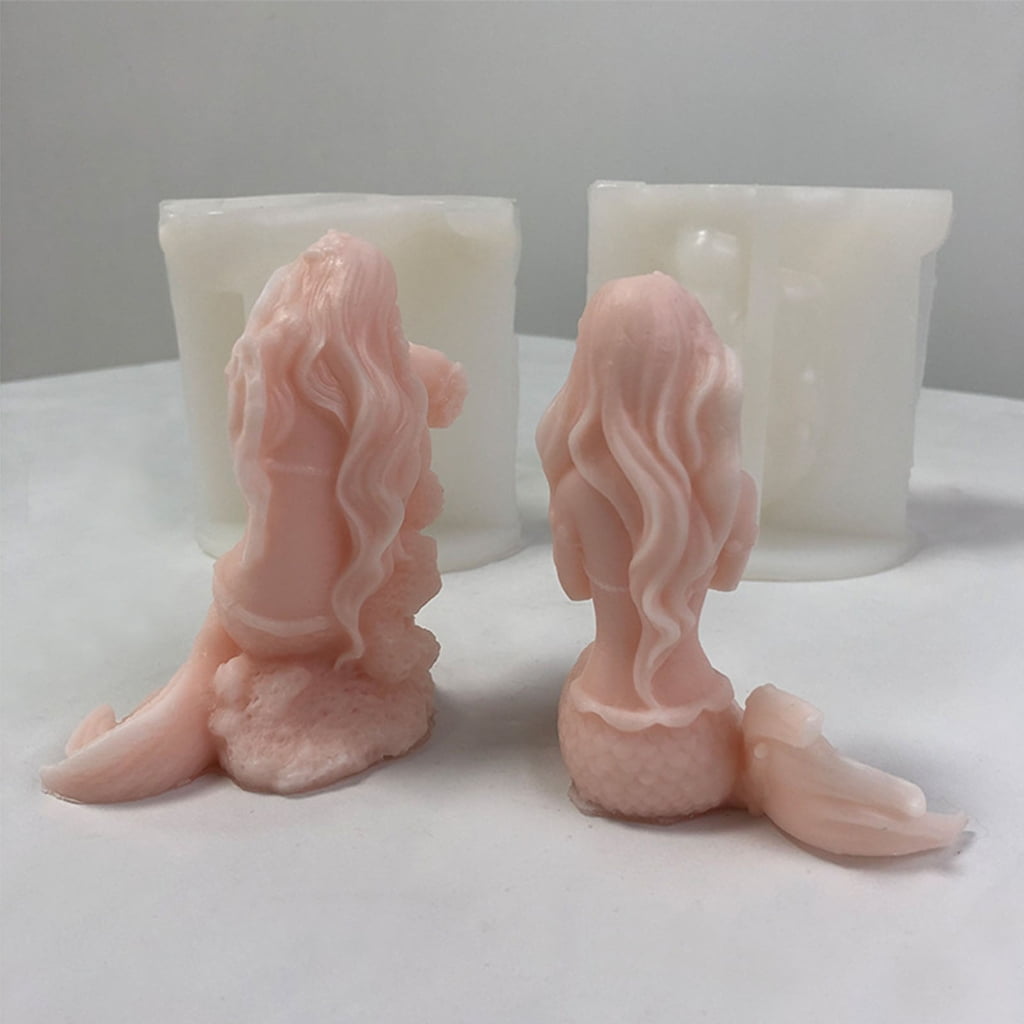 Oasiva 3D Mermaids Shape Candle Mold Unique Mermaids Aromatherapys Gypsum Ornament Mold
