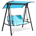 thumbnail image 4 of Gymax Patio Canopy Swing Outdoor Swing Chair 2-Person Canopy Hammock Turquoise, 4 of 9