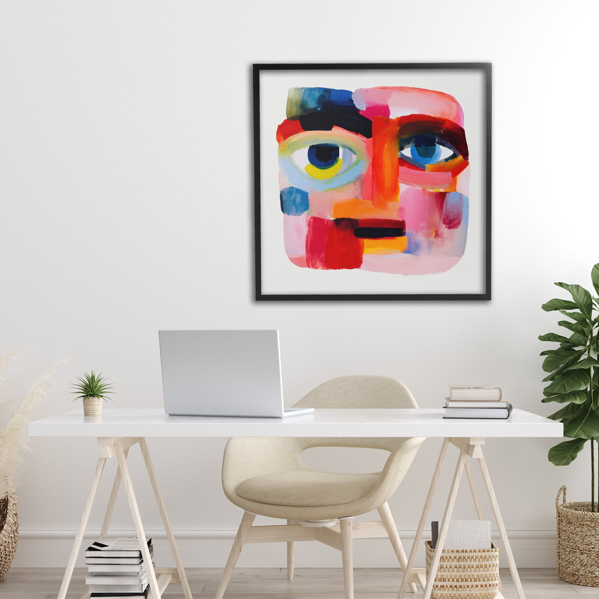 Stupell Industries Cubist Gaze in Vivids Black Framed Giclee Art, design by Chromatic Storm Studio