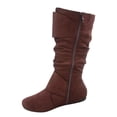 thumbnail image 2 of Zone 70 Women's Comfort Zipper Buckle Slouch Casual Flat Heel Mid Calf Round Toe Boots ( Brown, 7), 2 of 2