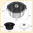 thumbnail image 5 of SUNVIVI Small Slow Cooker 4QT, Mini Food Warmer with 3 Heating Settings, Removable Ceramic Pot, Dishwasher Safe Glass Lid, Stainless Steel, 5 of 10