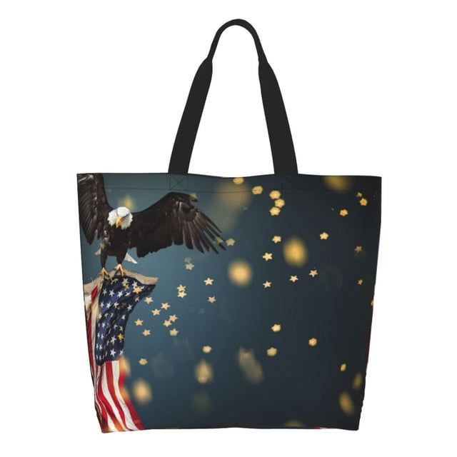 Fotbe North American Bald Eagle Bolsa Tote Estética de Lona con Estampado para Mujer - Bolsa Reutilizable de Hombro Casual para Vacaciones, Compras, Trabajo y Gimnasio
