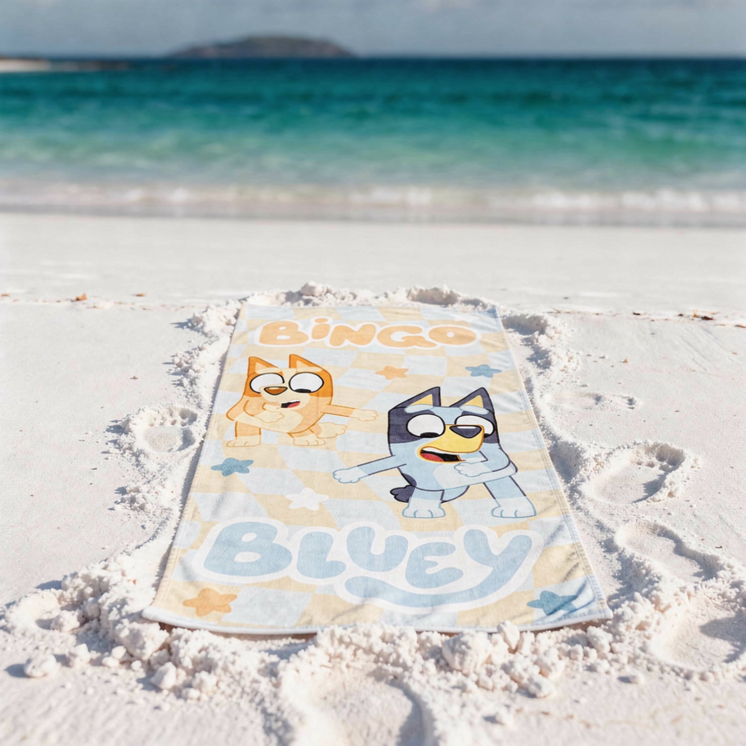 Bluey and Bingo Dance-A-Thon Kids Beach Towel, Cotton, Multicolor, BBC Studios, 28" x 58"