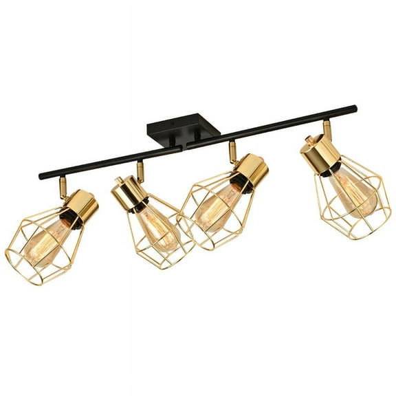 Track Lighting Fixtures Ceiling Light,4 Adjustable Track Heads,Modern Directional Spotlight for Dining Table, Kitchen, Hallway, Living Room, Bathroom, Art Gallery.(Gold)