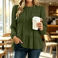 thumbnail image 6 of QINGFSAP Womens Long Sleeve Round Neck Tiered Tops Ruffle Pleated Loose Fit Blouses, 6 of 9