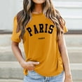 thumbnail image 2 of Tops for Women Trendy Women Workout Long Sleeve Athletic Tees Loose Summer Tops Shoulder Top Casual Tunic for Yoga Short Sleeve Shirt Loose Women's Long Shirts Shirts Graphic Tees Summer Top Yellow, 2 of 5