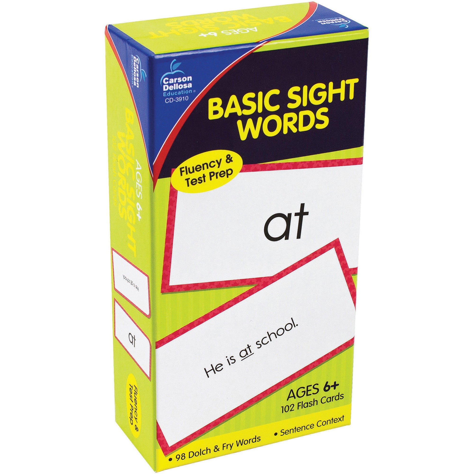 Grades 1-3 Dolch Carson Dellosa Basic Sight Words Flash Cards—Double-Sided 