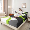 thumbnail image 4 of Erosebridal Abstract Geometry Round Full Sheet Sets,Green Black Aesthetic Art Bedding Full Size,Geometric Pattern Bed Sheets Set Full Size,Microfiber Room Decoration,4-Piece, 4 of 7
