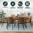 thumbnail image 2 of LeisureMod Tule Mid-Century Modern Dining Side Chair with Leather Seat and Powder-Coated Steel Frame for Kitchen and Dining Room in Black/Light Grey Set of 2, 2 of 12